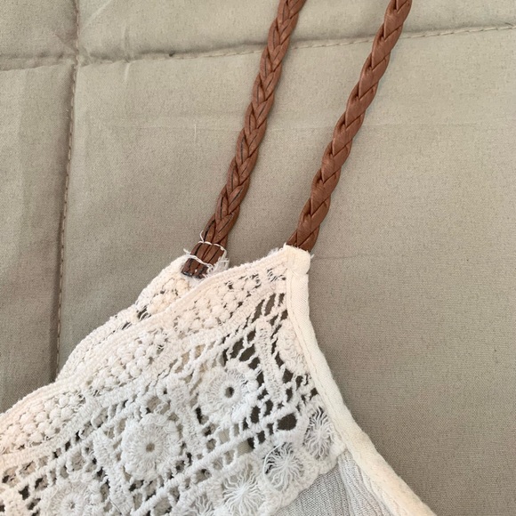 Double Zero crop tank top with lace neckline, size S - Picture 2 of 4